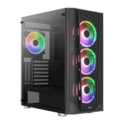 CASE GAMING RGB AEROCOOL TERN MINI MINI TOWER VENTILADORES 4 DE 120MM CON VIDRIO LATERAL Y MALLA FRONTAL TERN MINI-G-BK-V1 ACCS-ES04043.11 - High Tech CR